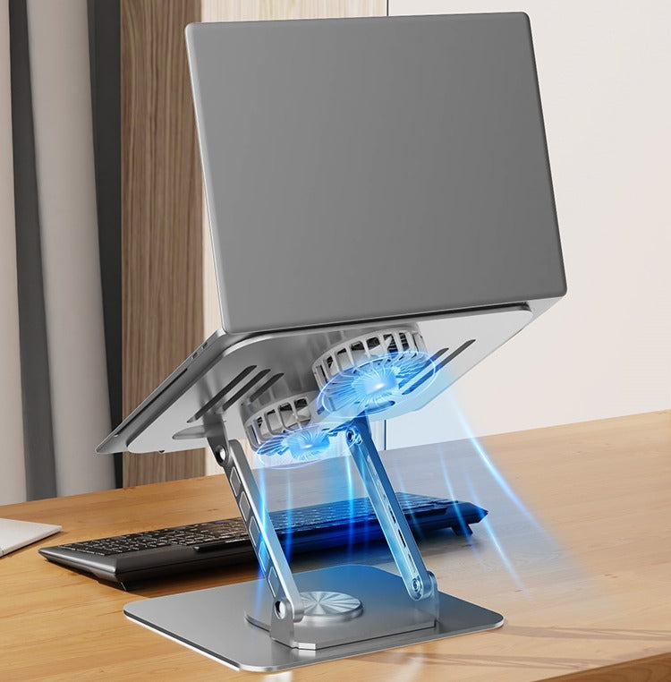 Support PC portable rotatif 360° avec ventilateurs de refroidissement